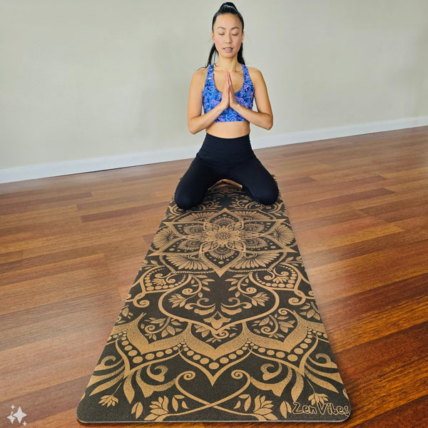 Premium Cork Yoga Mat | Blossom Harmony Mat | 5 mm