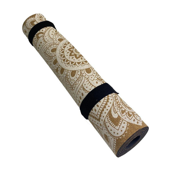 Premium Cork Yoga Mat with Rubber Back | Ornamental Treo Mandala - White | 4.5 mm - Zenvibes