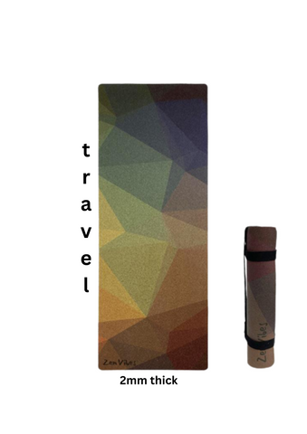 Travel Cork Yoga Mat with Rubber Back | Polygon Abstract | 2mm - Zenvibes